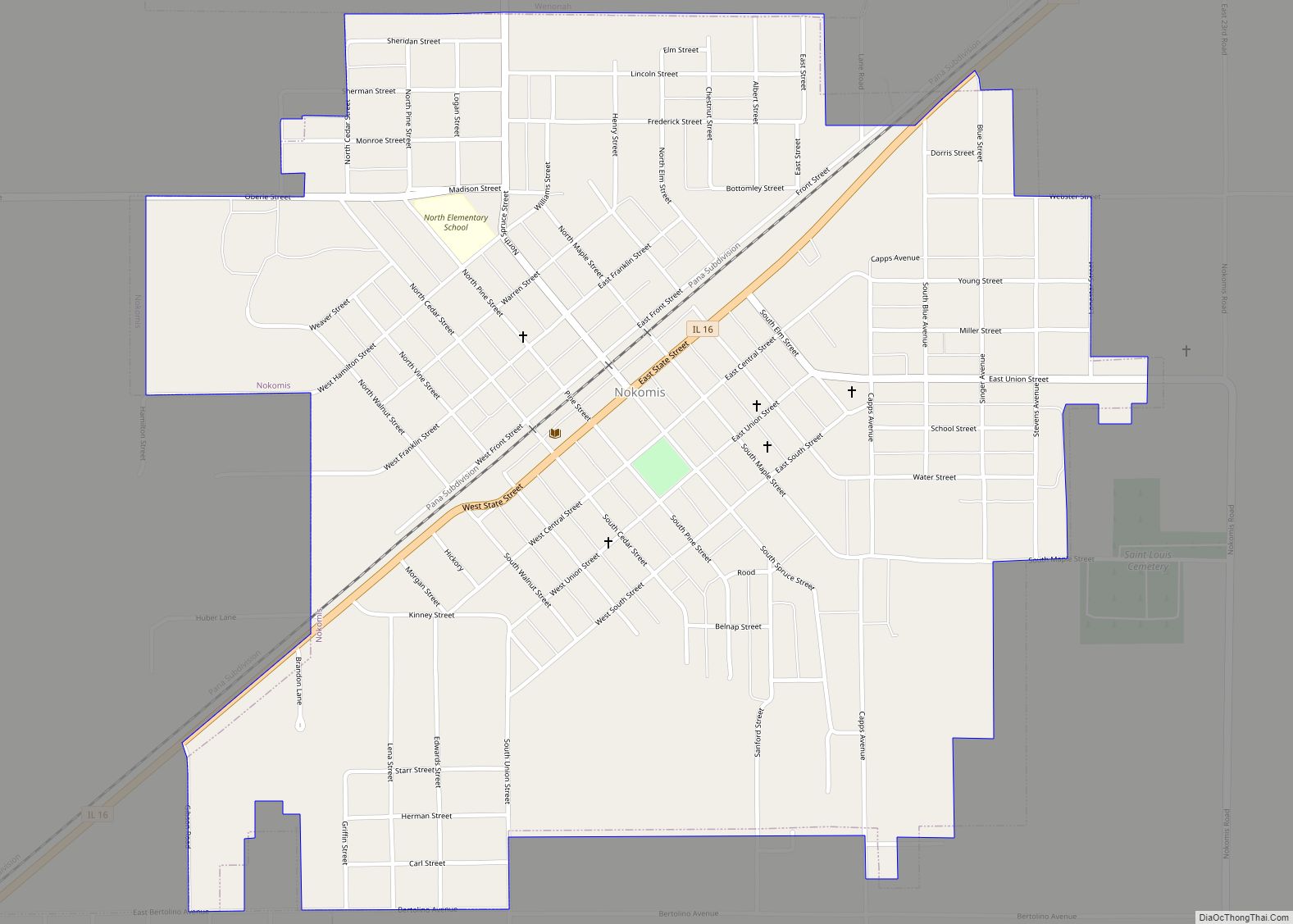 Map of Nokomis city, Illinois