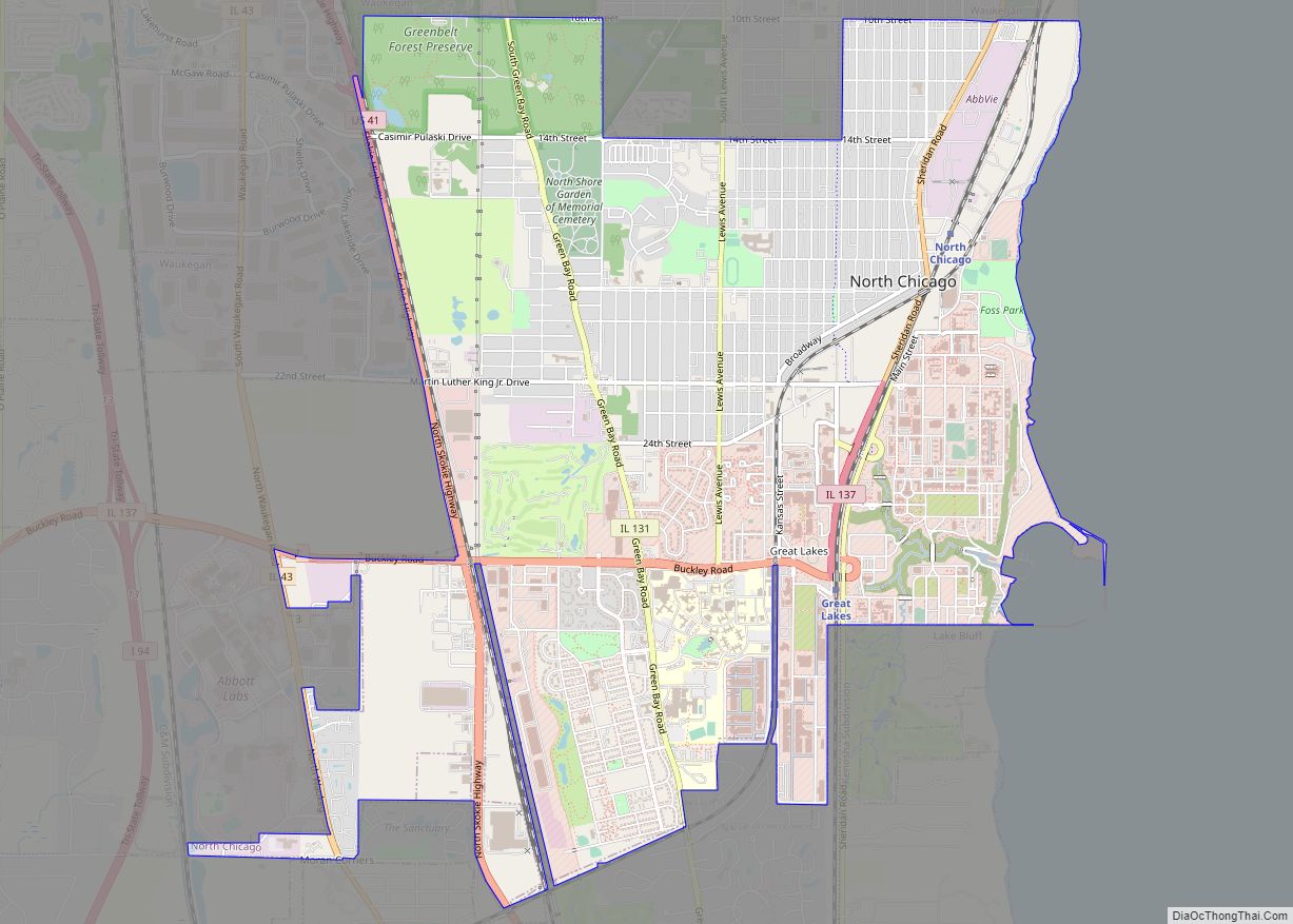 Map of North Chicago city