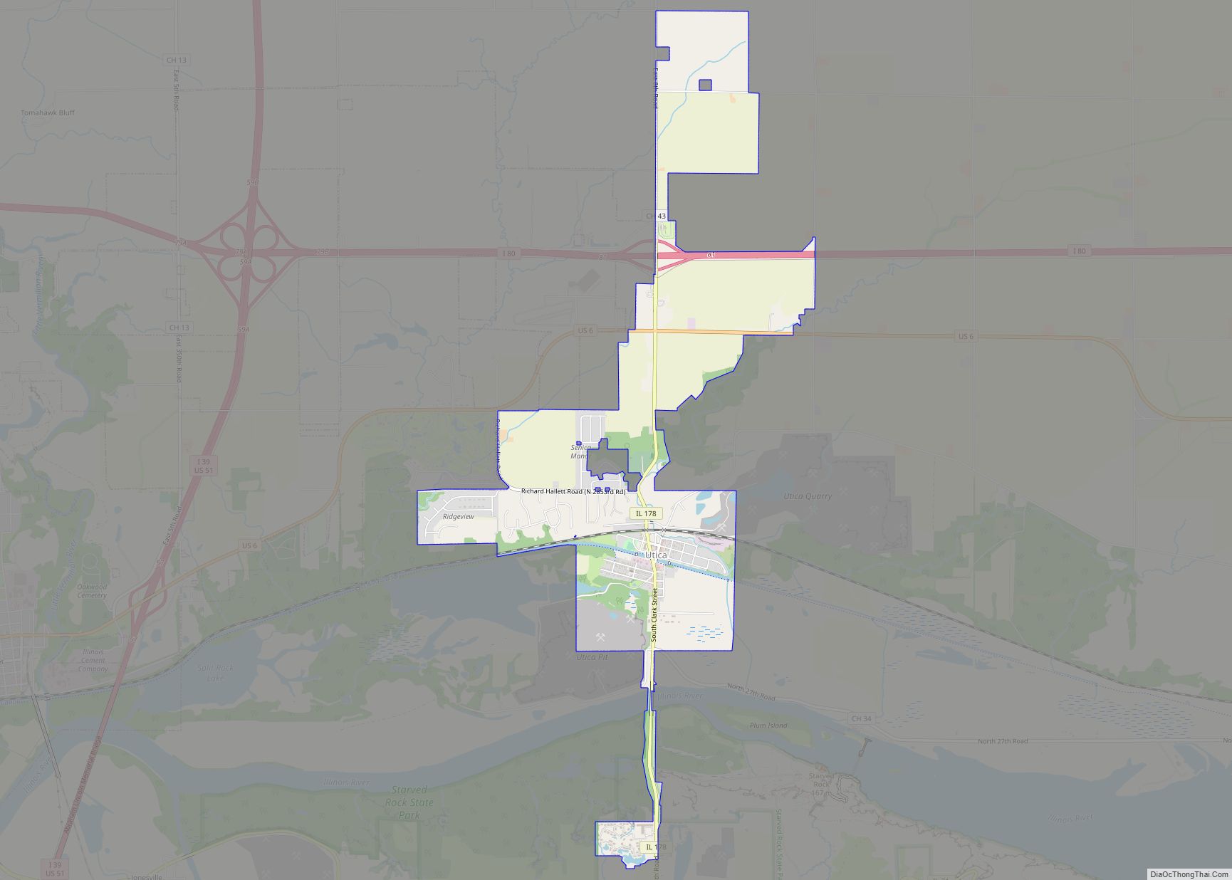 Map of North Utica village