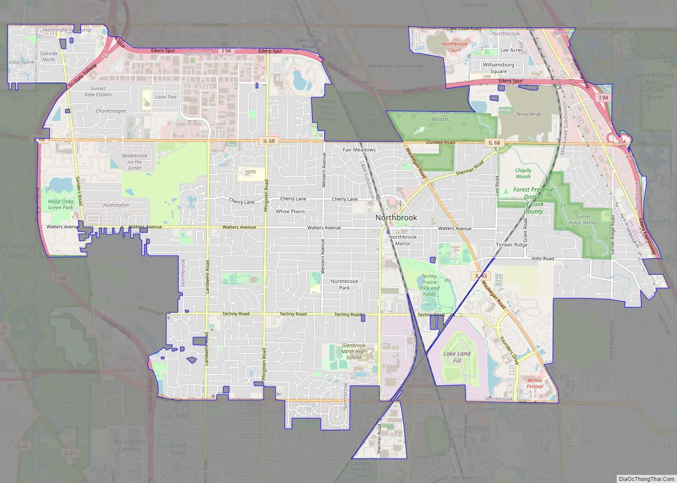 Map of Northbrook village