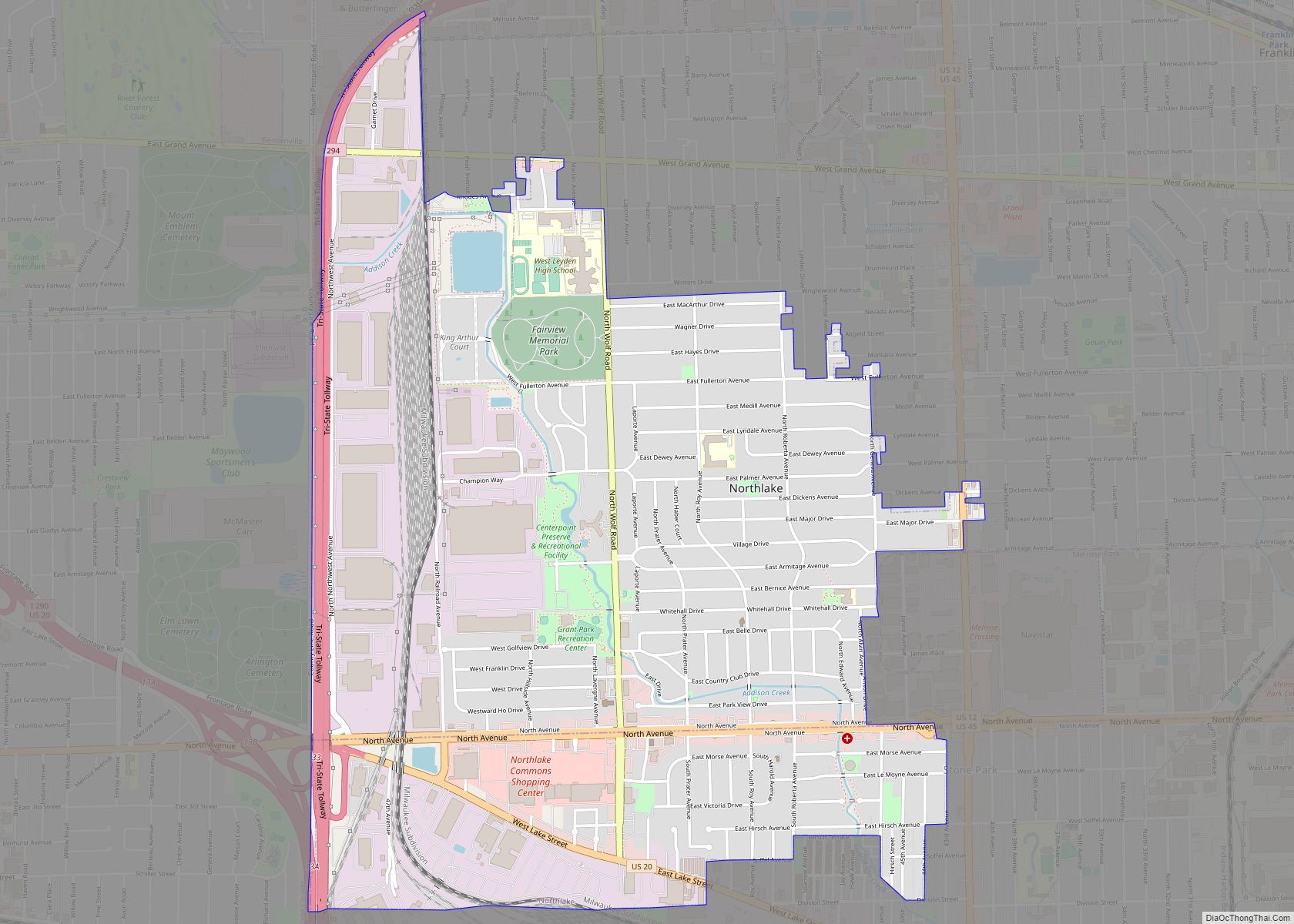 Map of Northlake city, Illinois