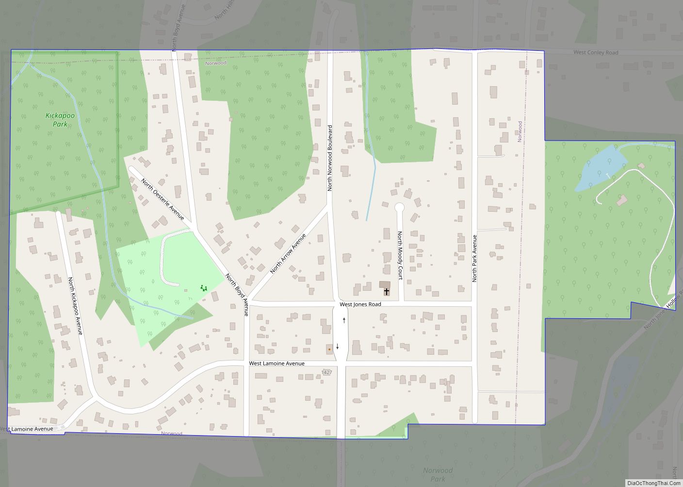 Map of Norwood village, Illinois