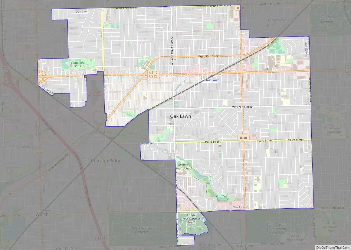 Map of Oak Lawn village