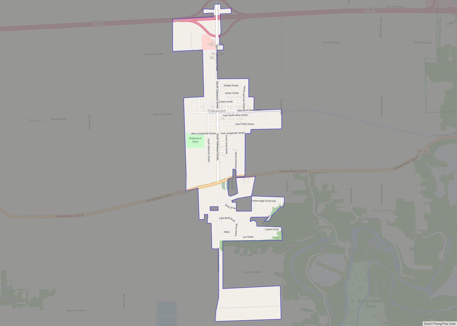 Map of Oakwood village, Illinois