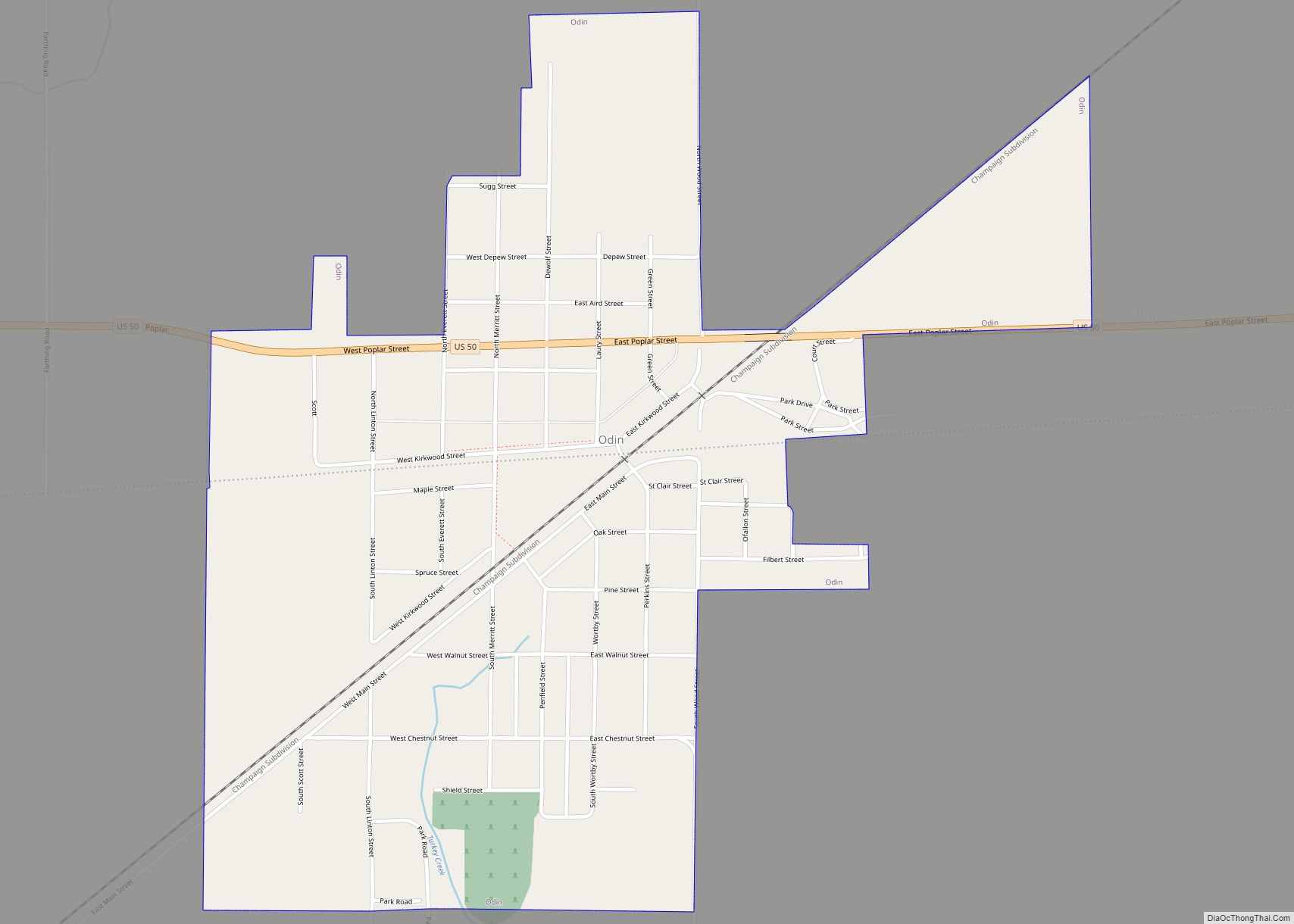 Map of Odin village, Illinois