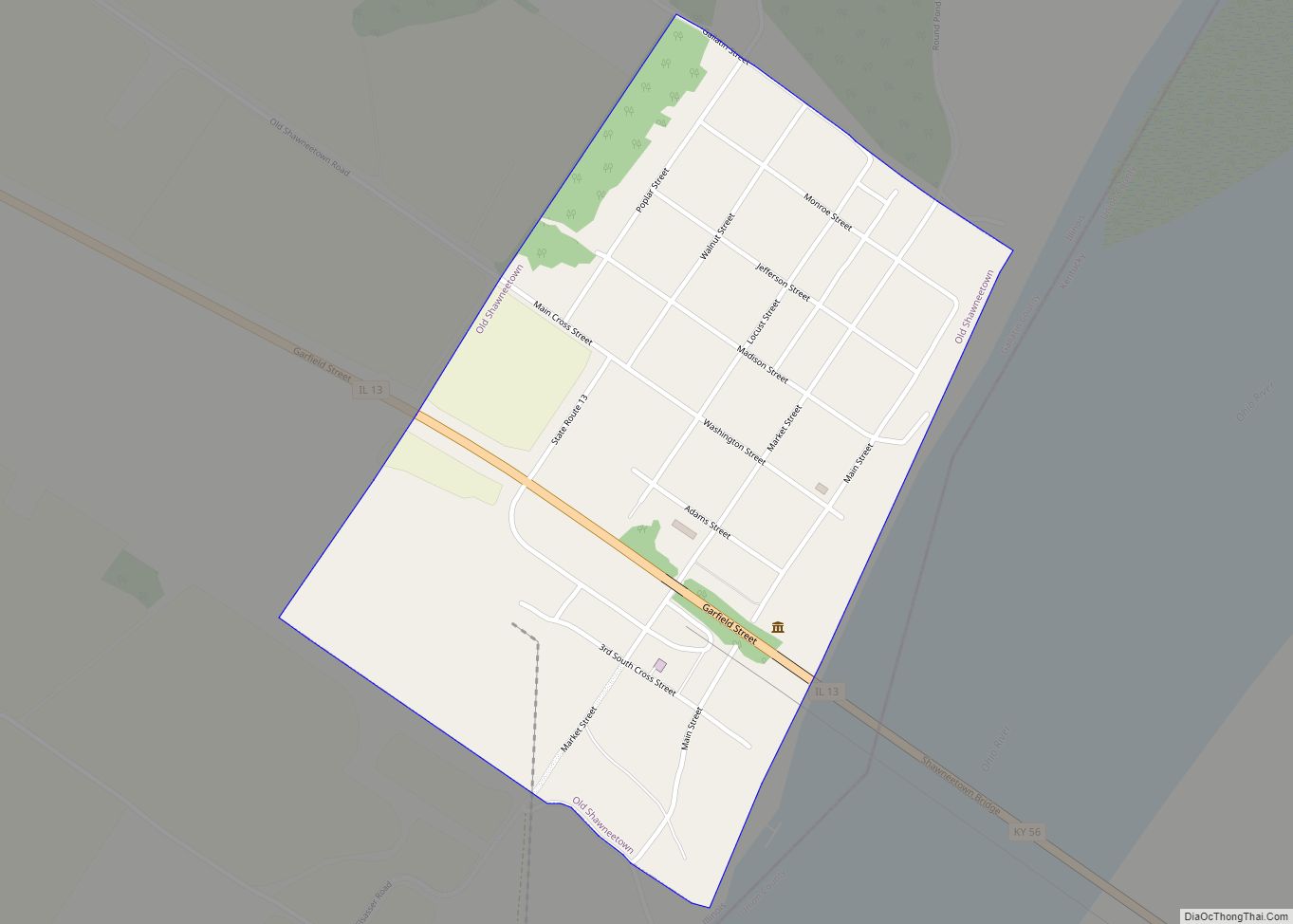 Map of Old Shawneetown village