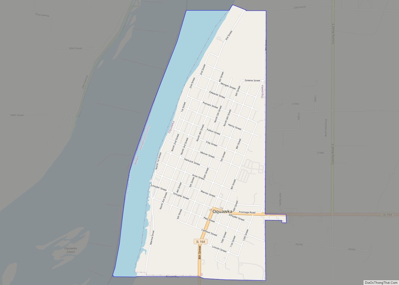 Map of Oquawka village