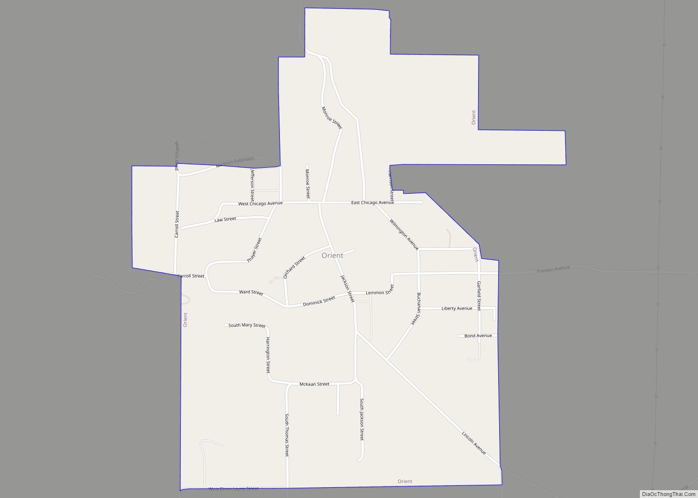 Map of Orient city, Illinois