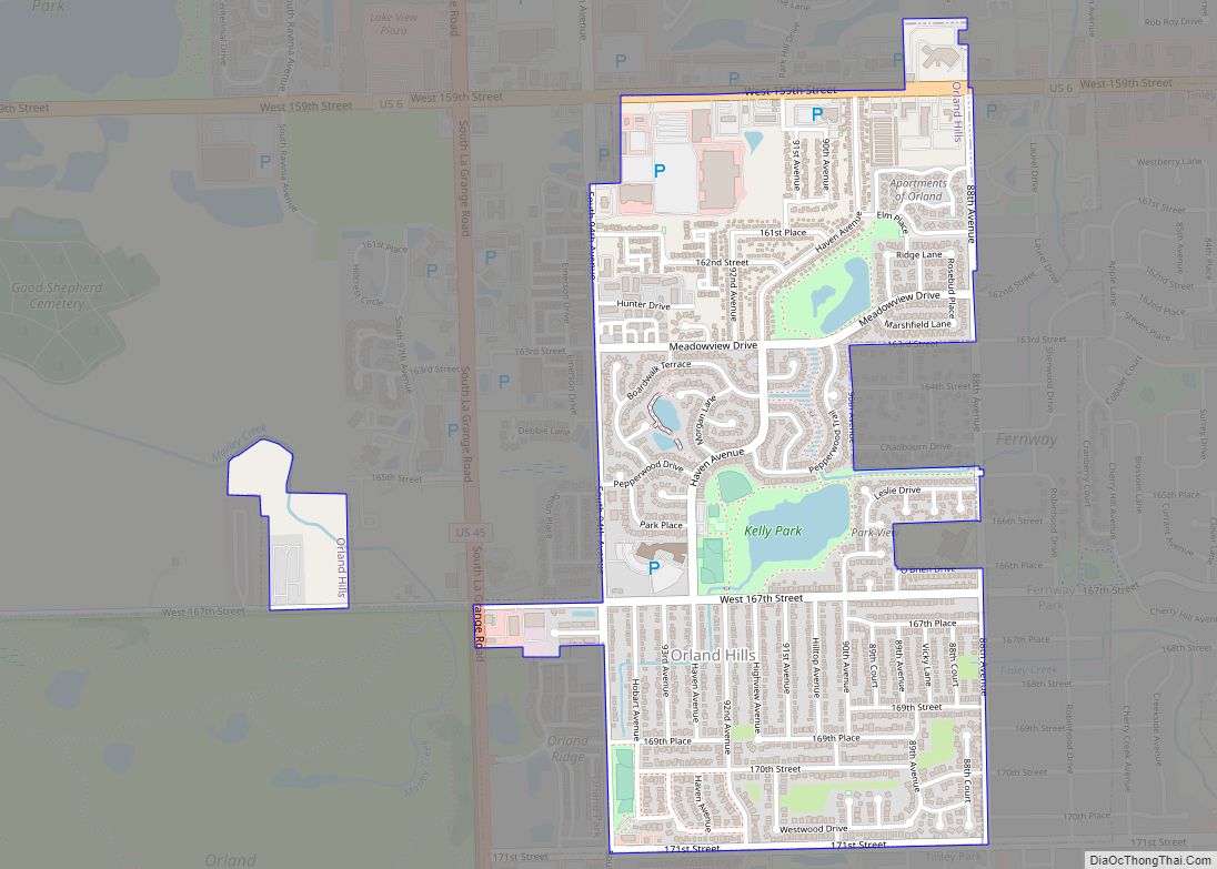 Map of Orland Hills village