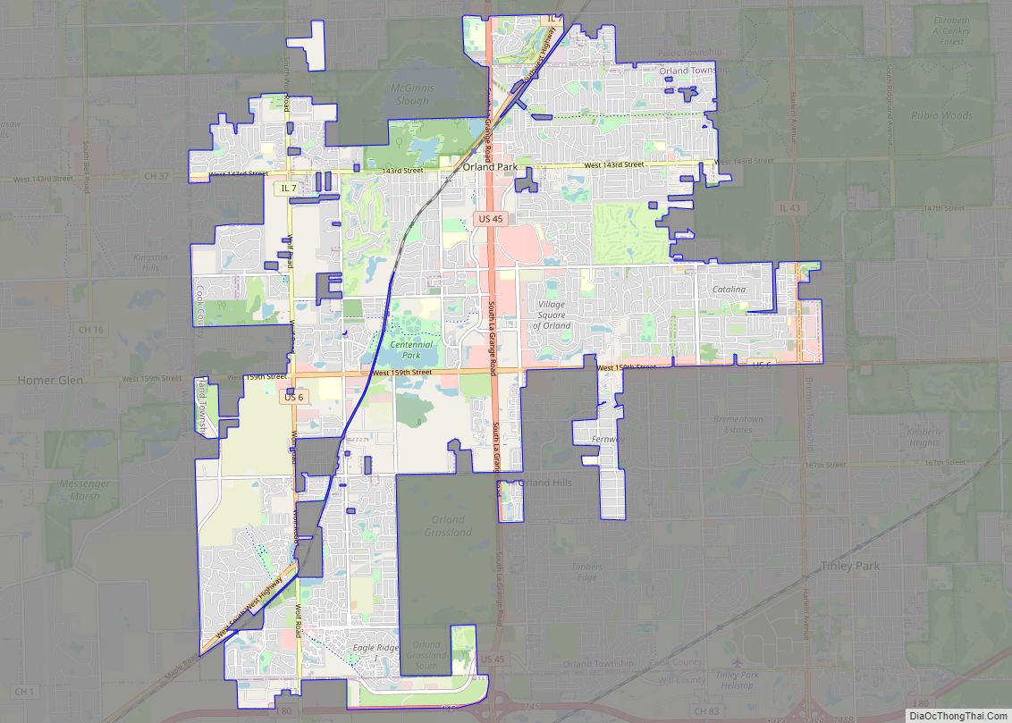 Map of Orland Park village