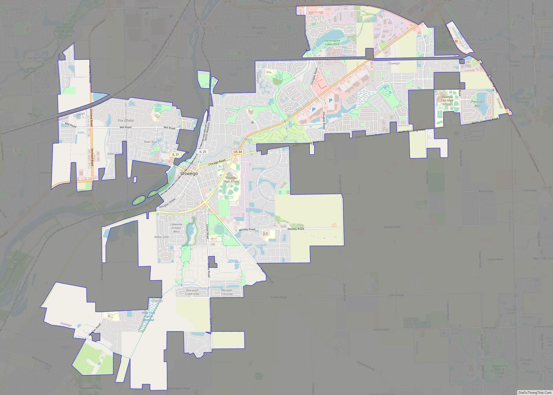 Map of Oswego village