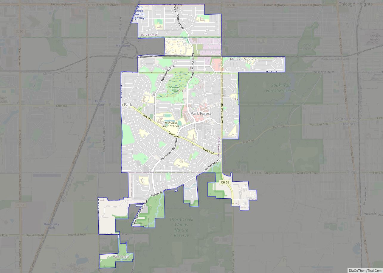 Map of Park Forest village