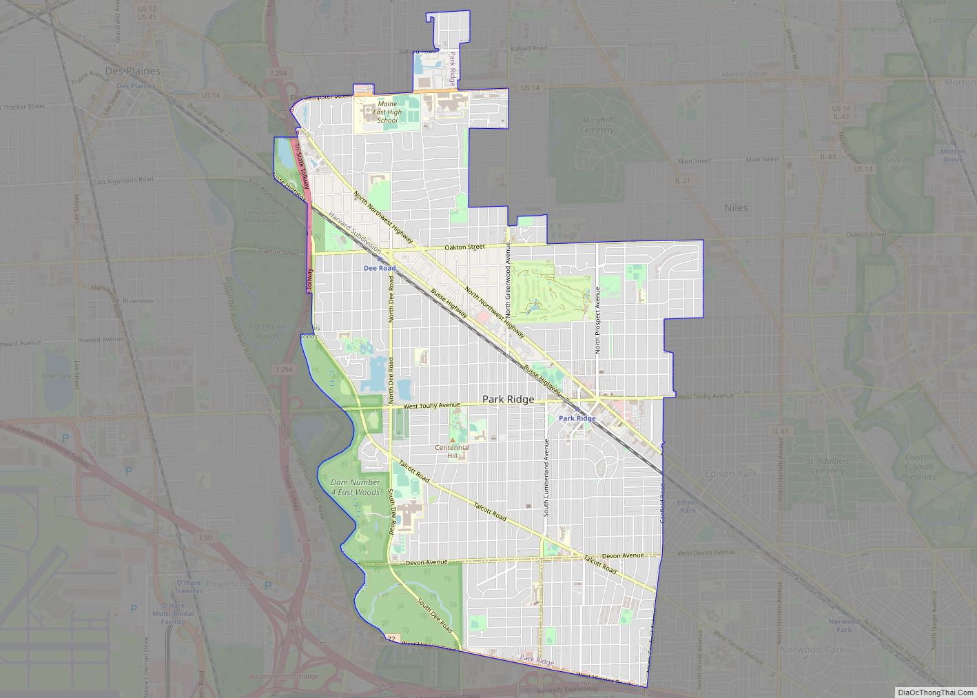 Map of Park Ridge city