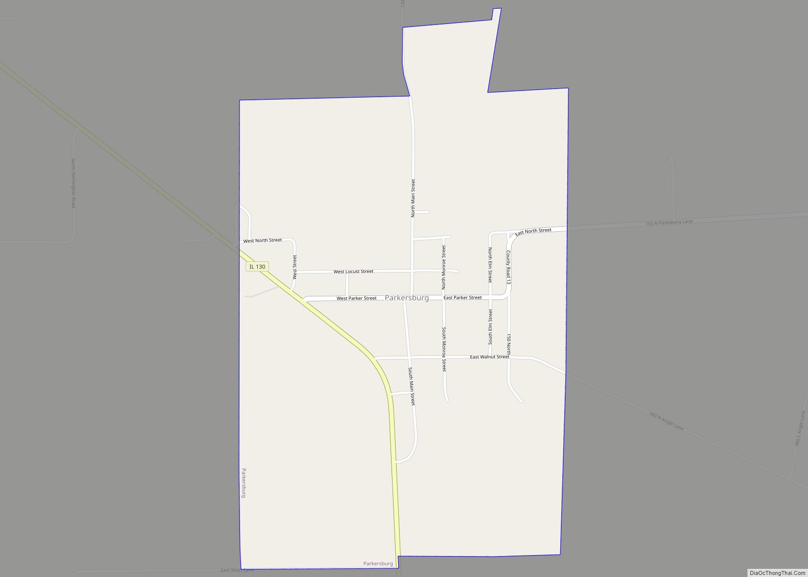 Map of Parkersburg village, Illinois