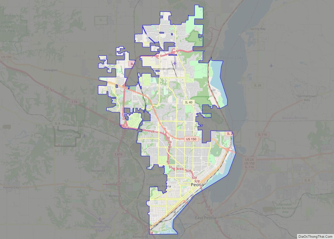 Map of Peoria city, Illinois