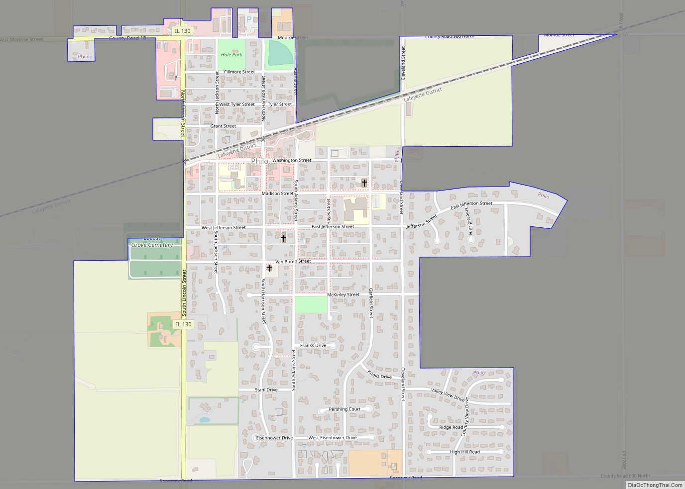 Map of Philo village, Illinois