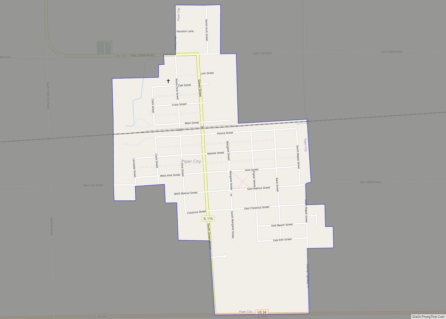 Map of Piper City village