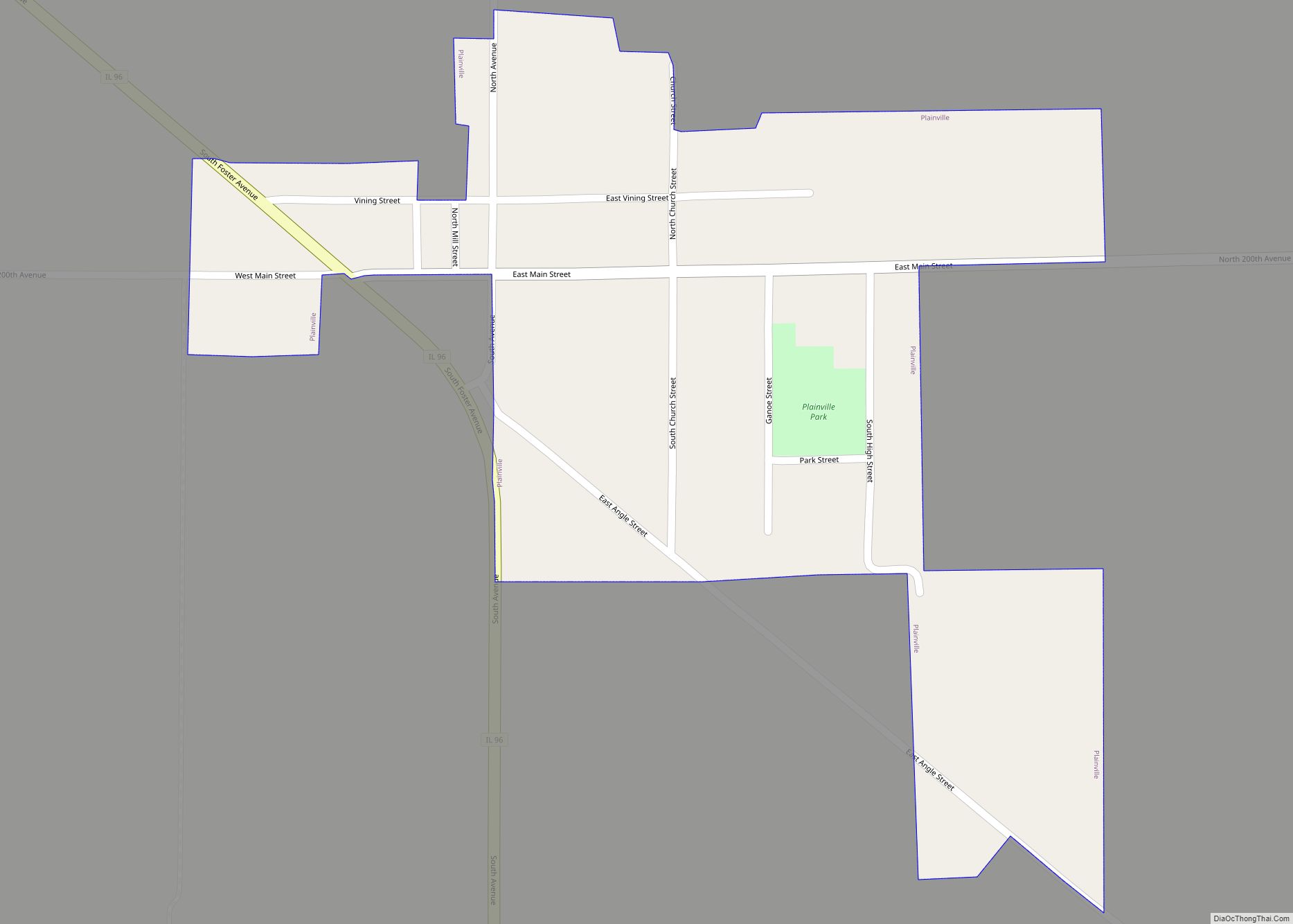 Map of Plainville village, Illinois