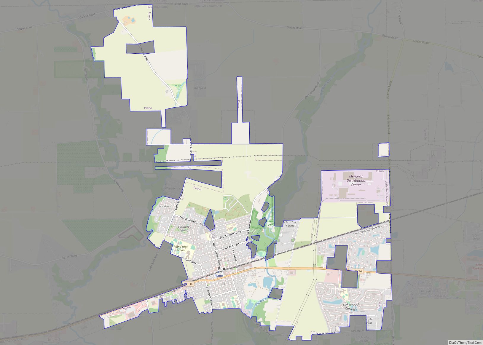 Map of Plano city, Illinois