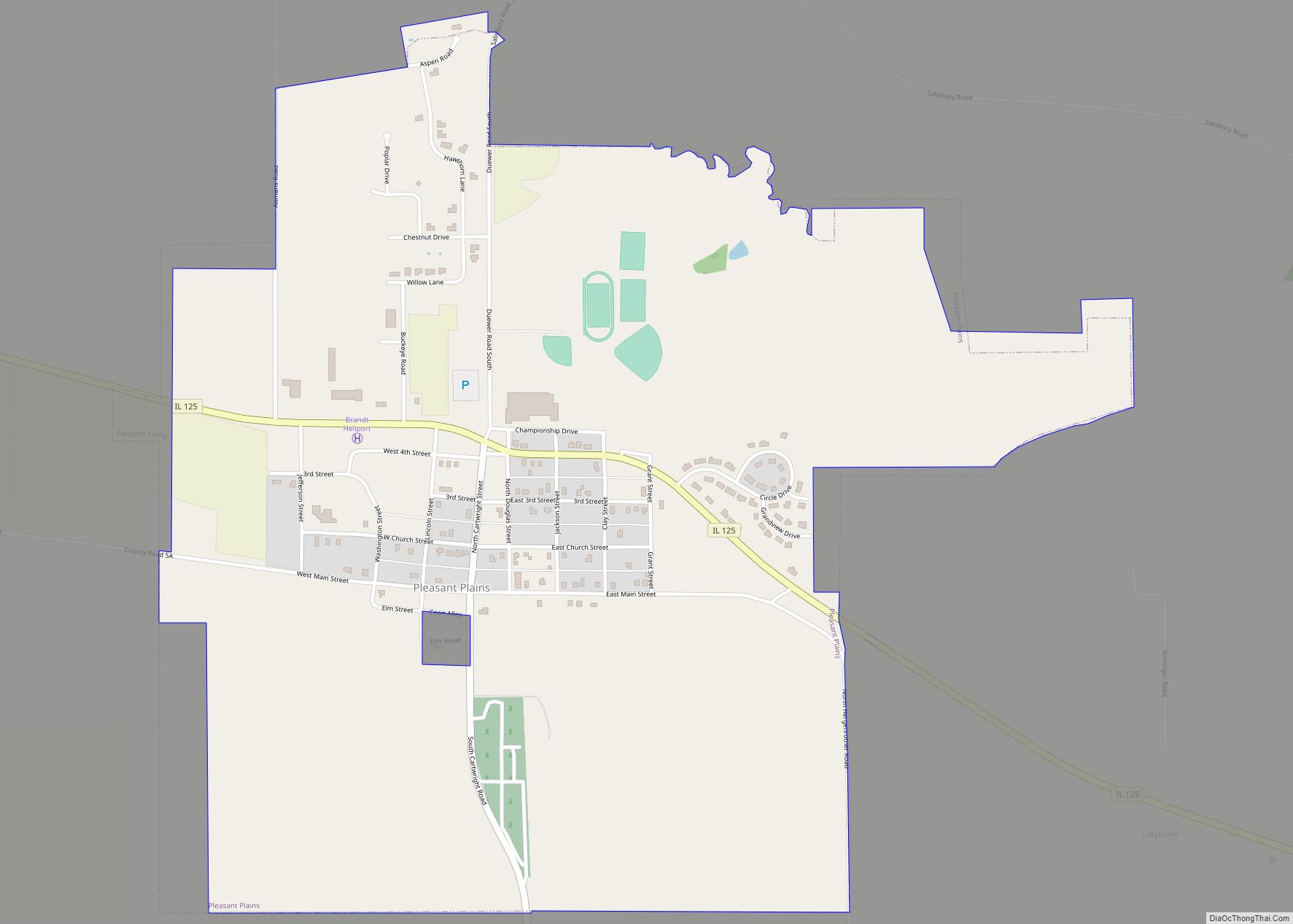 Map of Pleasant Plains village, Illinois