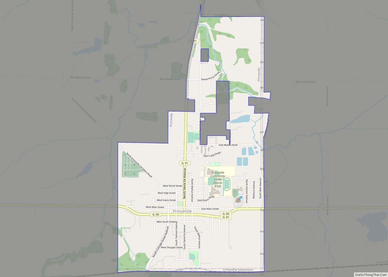 Map of Princeville village, Illinois