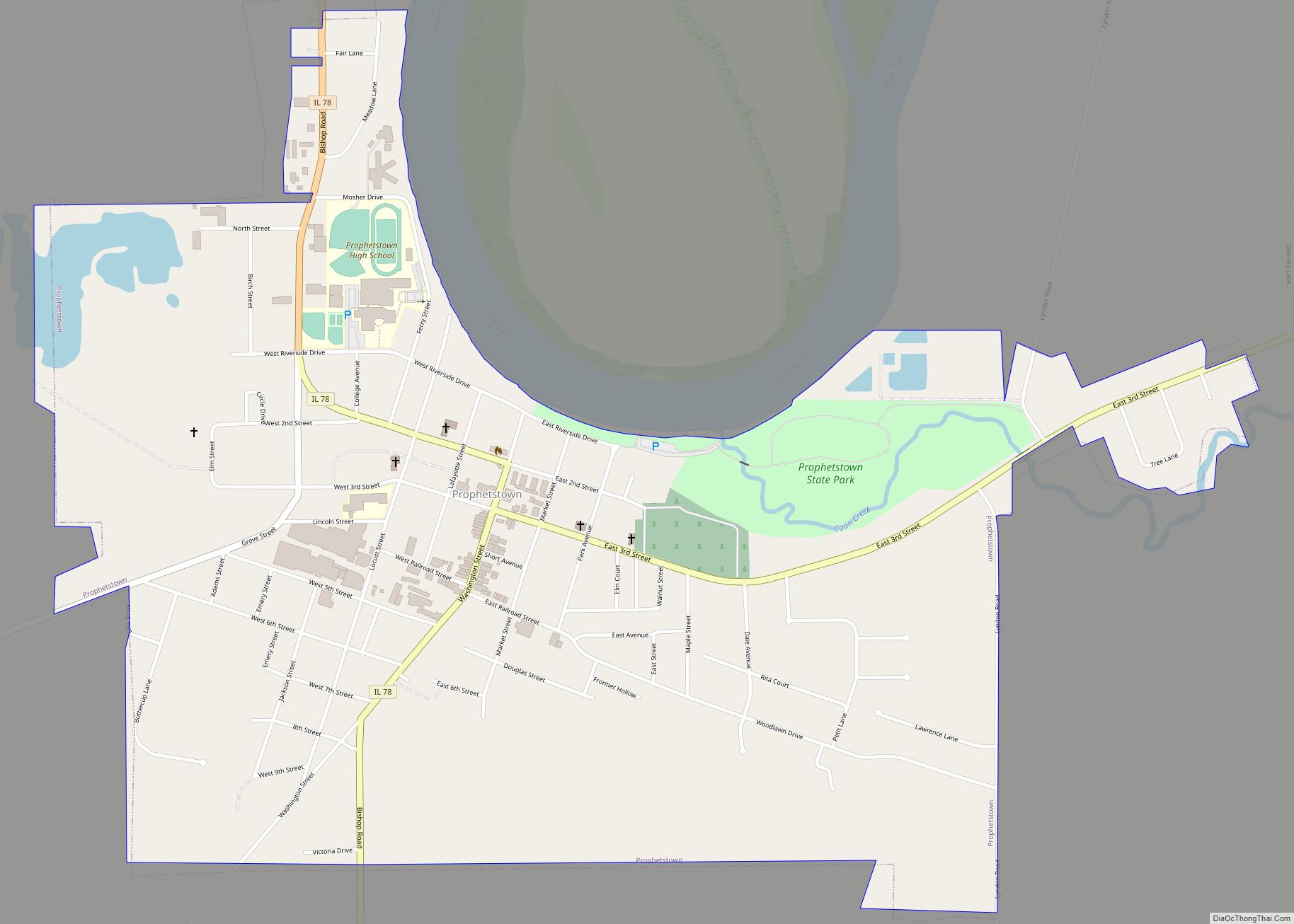 Map of Prophetstown city