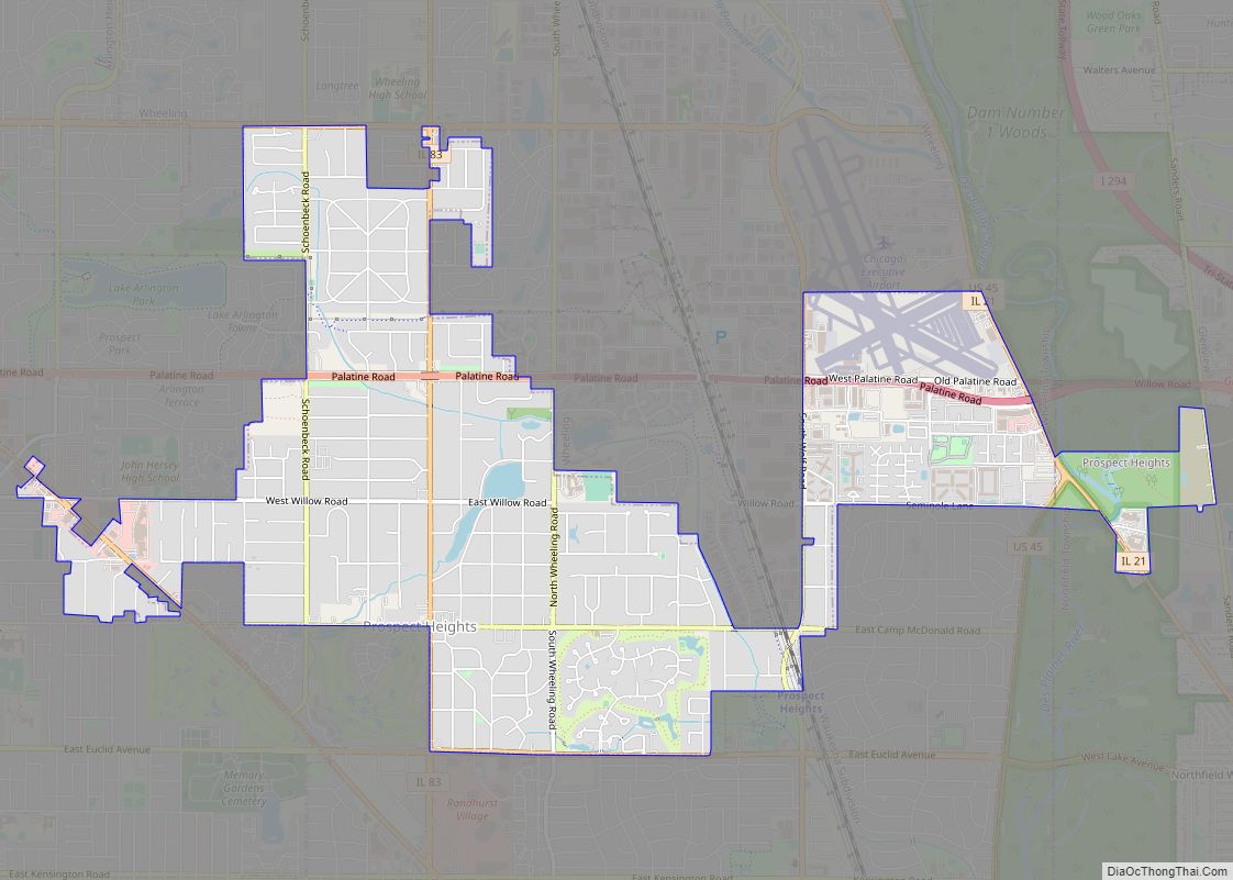 Map of Prospect Heights city