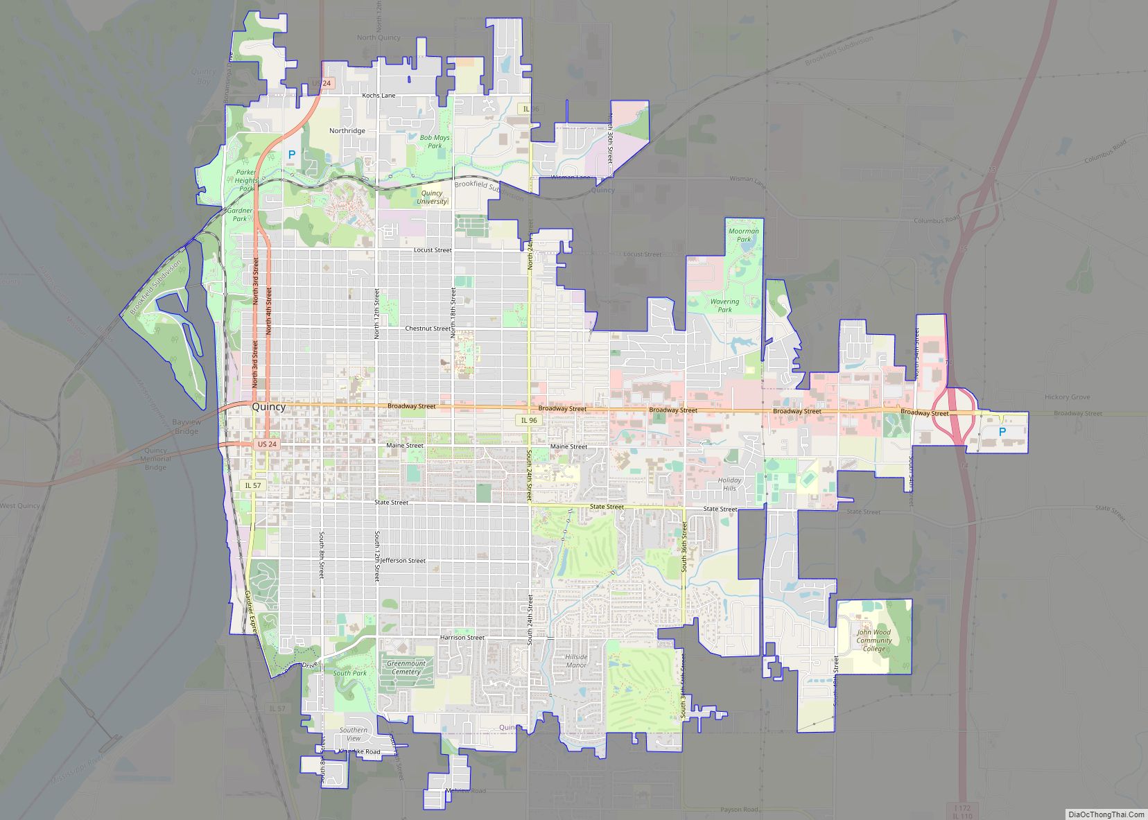 Map of Quincy city, Illinois