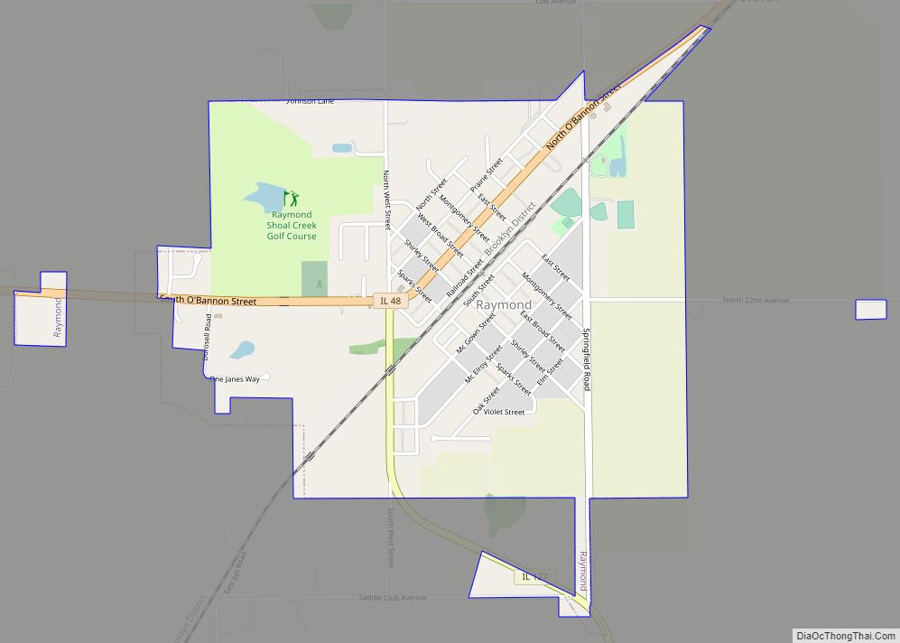 Map of Raymond village, Illinois