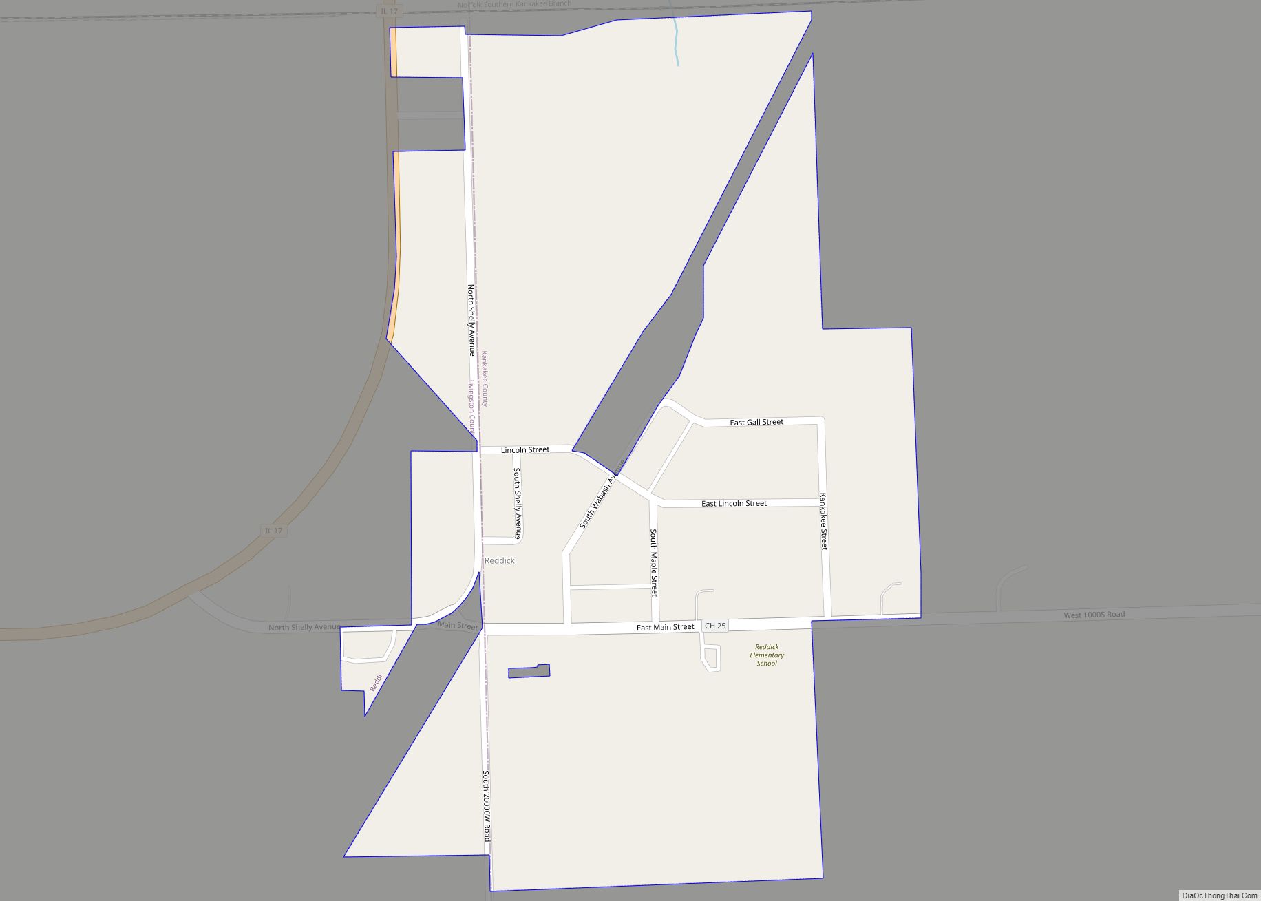 Map of Reddick village, Illinois