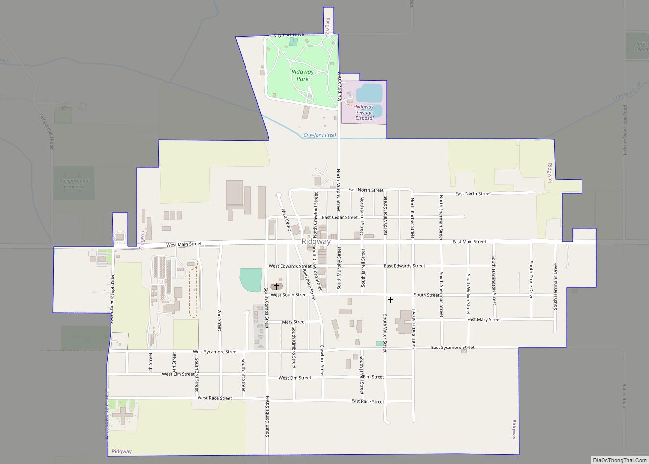 Map of Ridgway village, Illinois