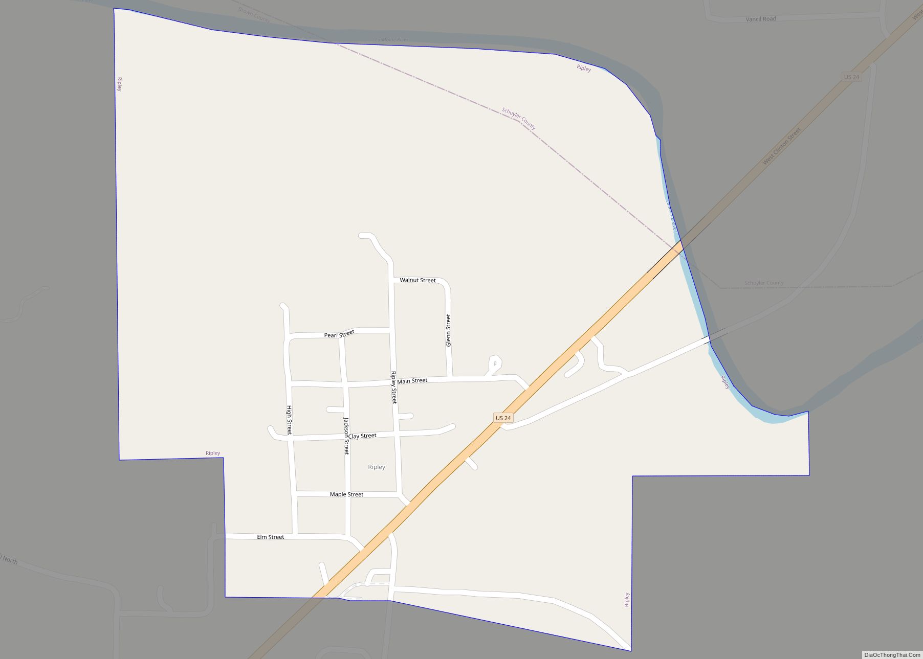 Map of Ripley village, Illinois