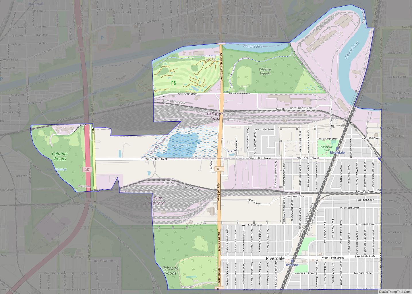Map of Riverdale village, Illinois