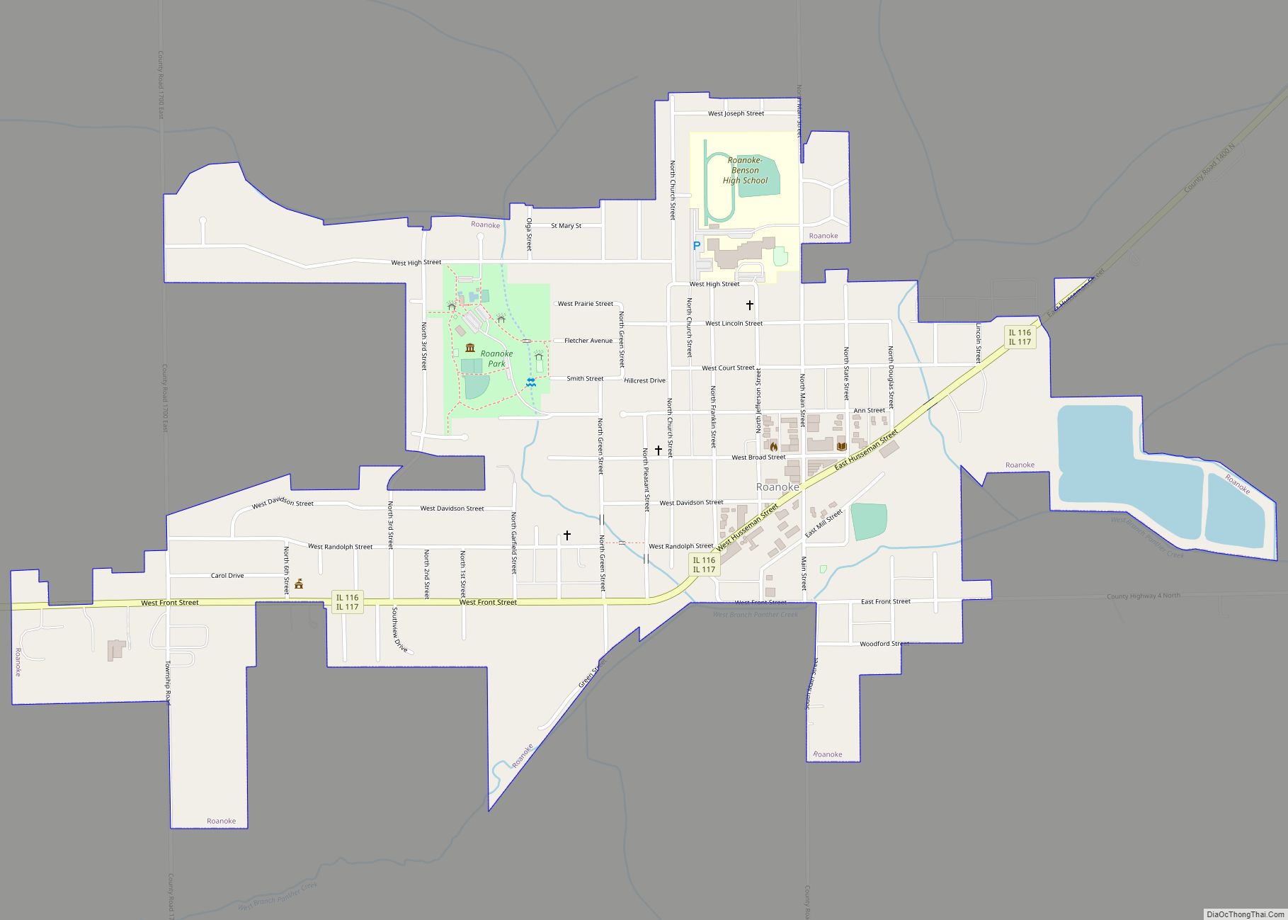Map of Roanoke village, Illinois