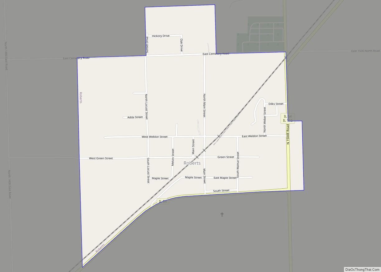 Map of Roberts village, Illinois