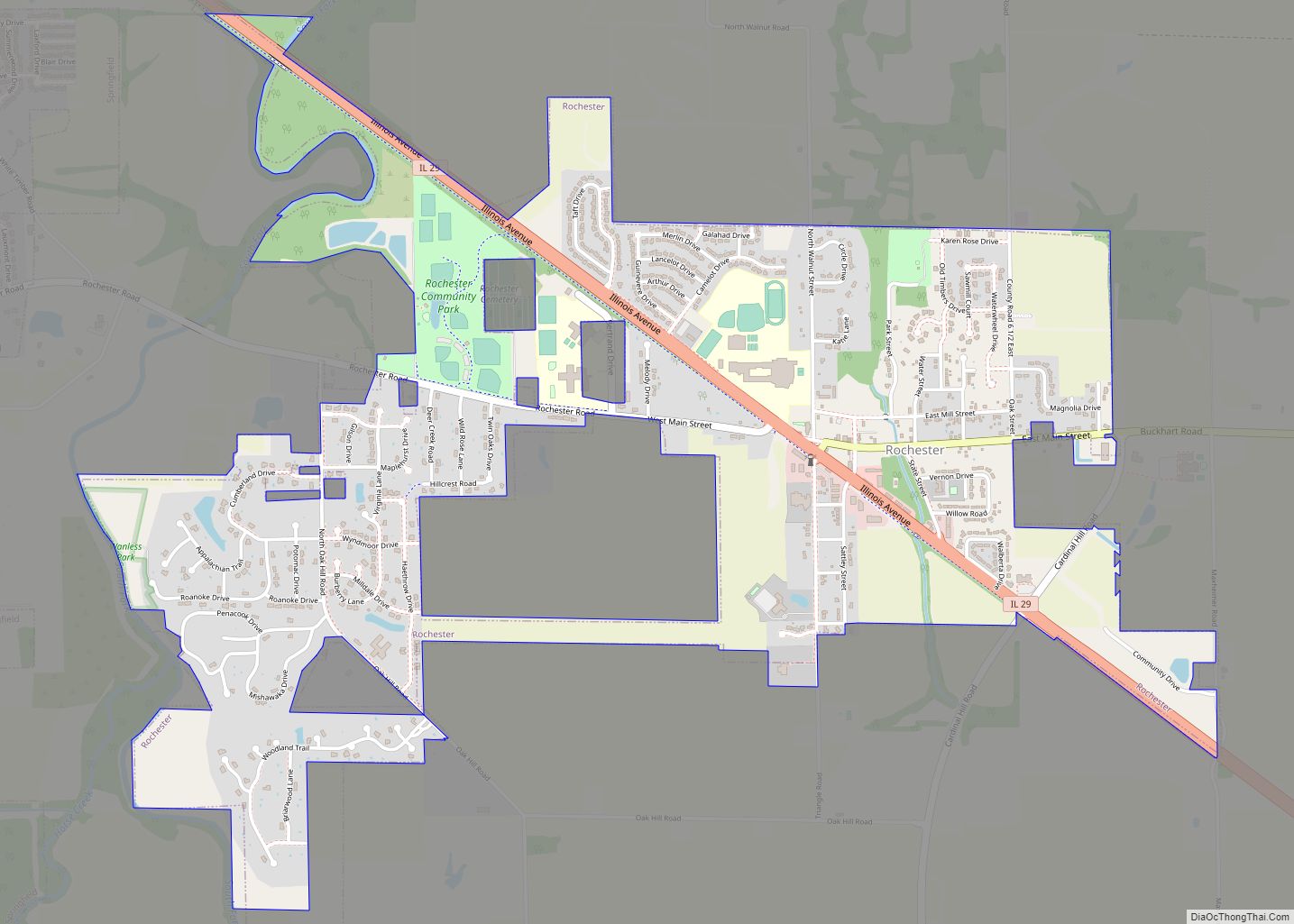 Map of Rochester village, Illinois