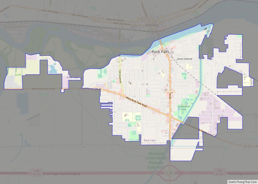 Map of Rock Falls city, Illinois
