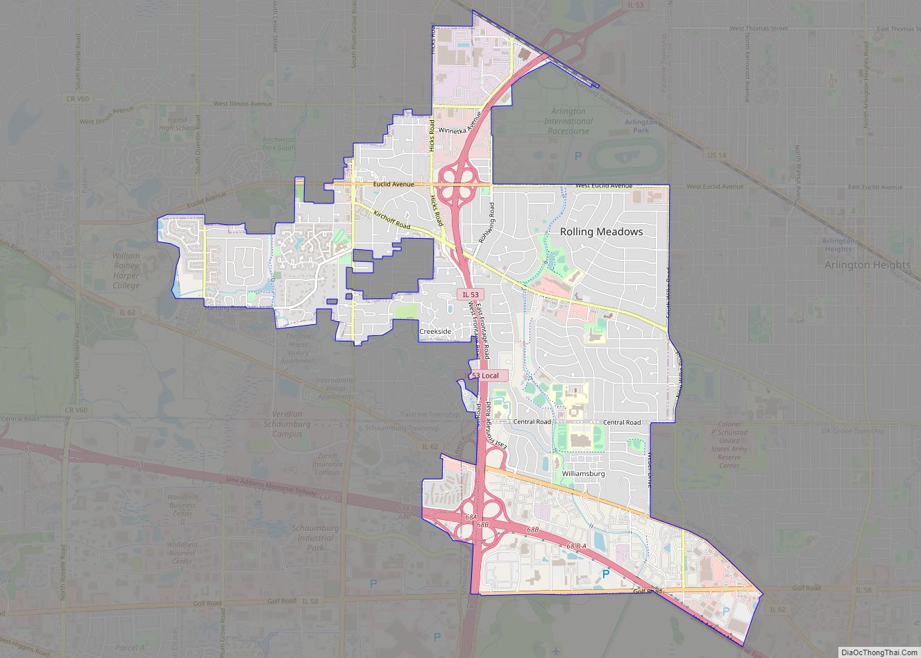Map of Rolling Meadows city