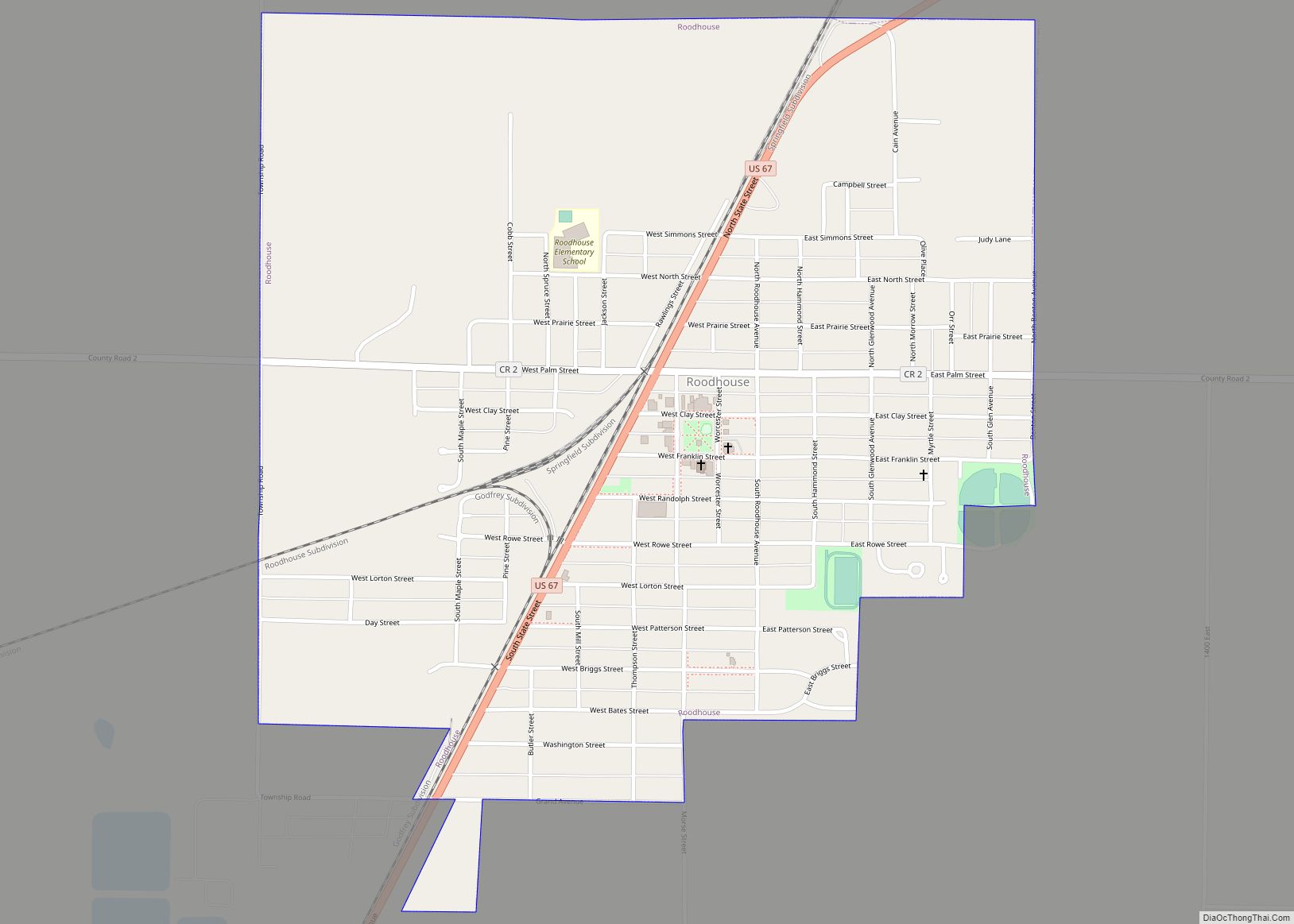 Map of Roodhouse city