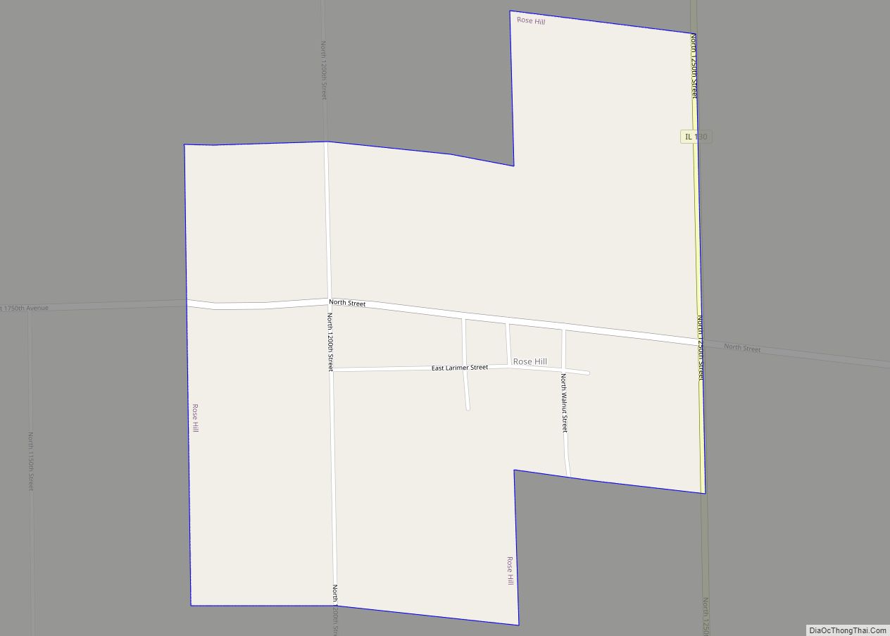 Map of Rose Hill village, Illinois