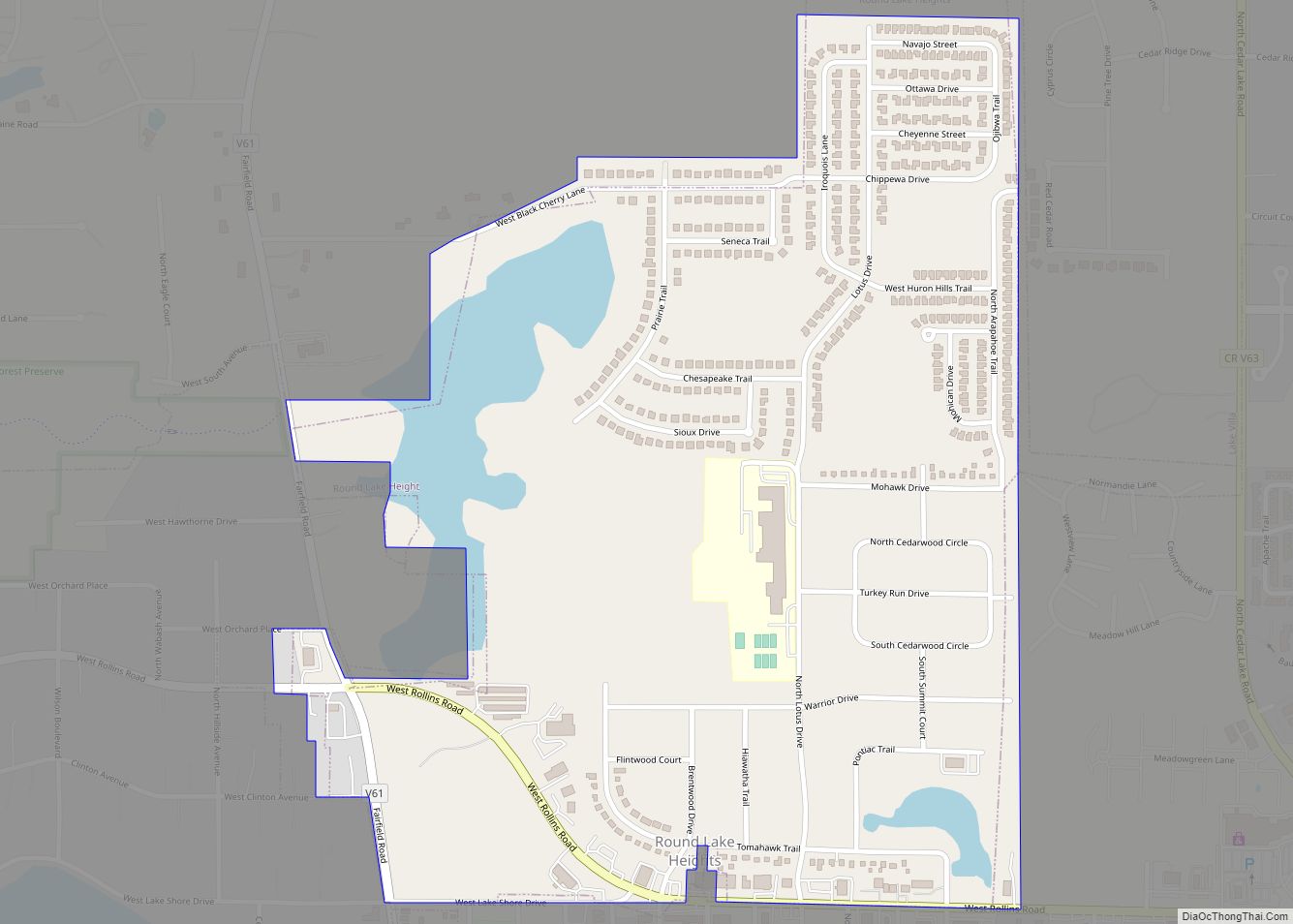 Map of Round Lake Heights village