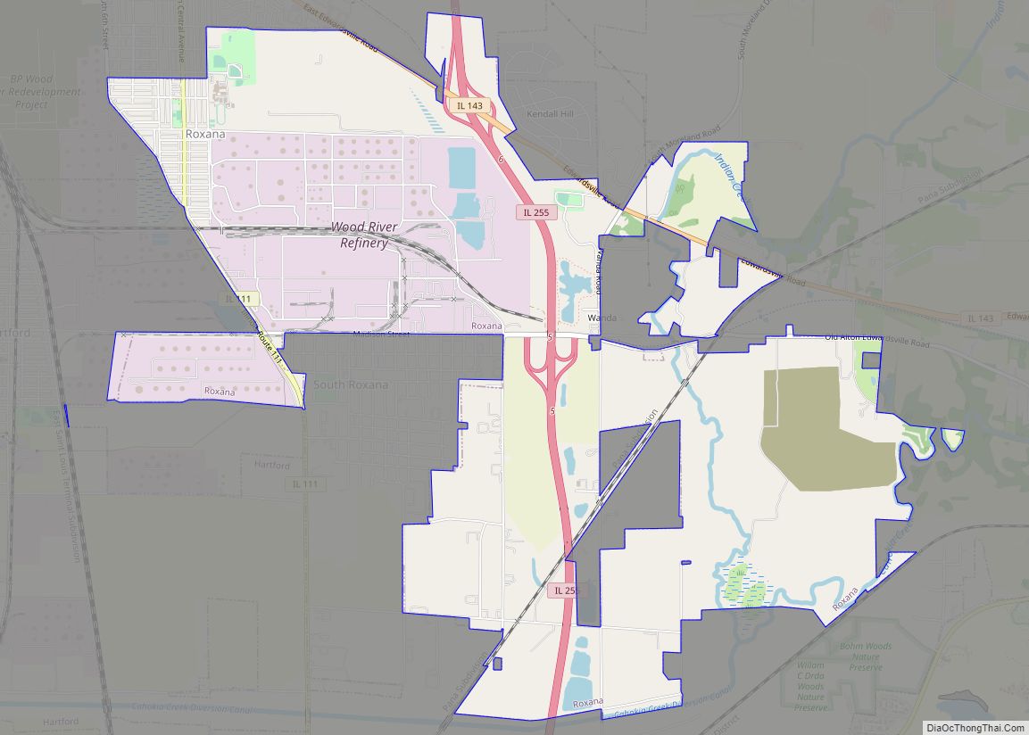 Map of Roxana village