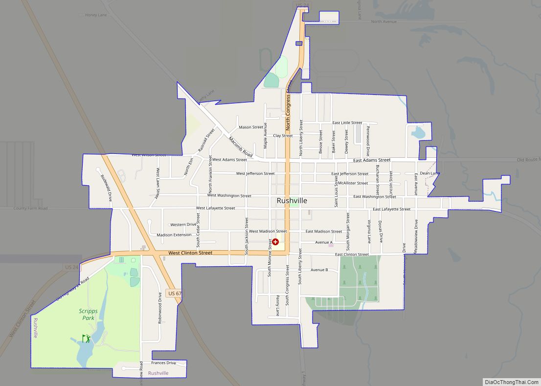 Map of Rushville city