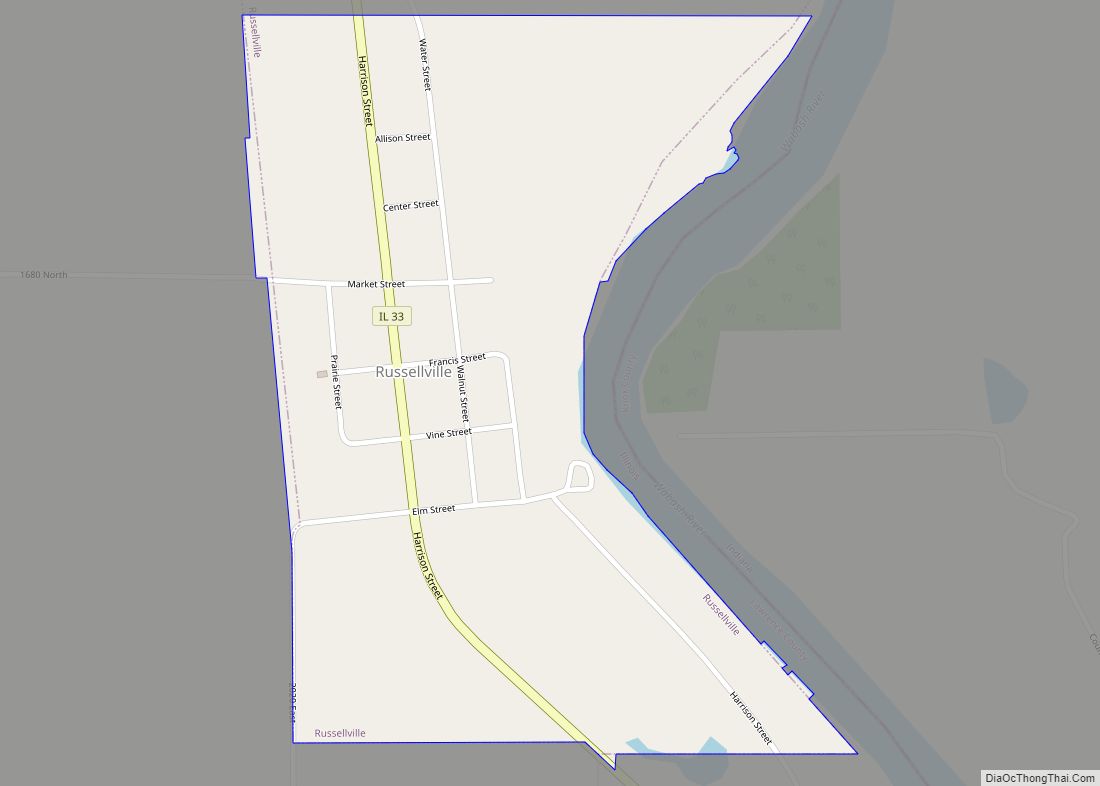 Map of Russellville village, Illinois