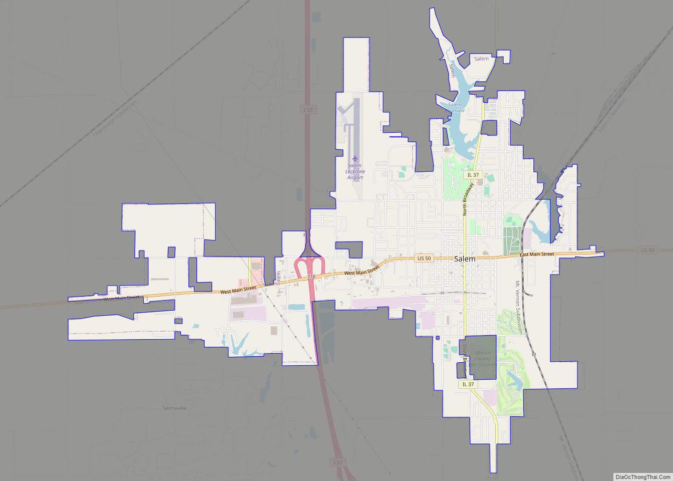 Map of Salem city, Illinois