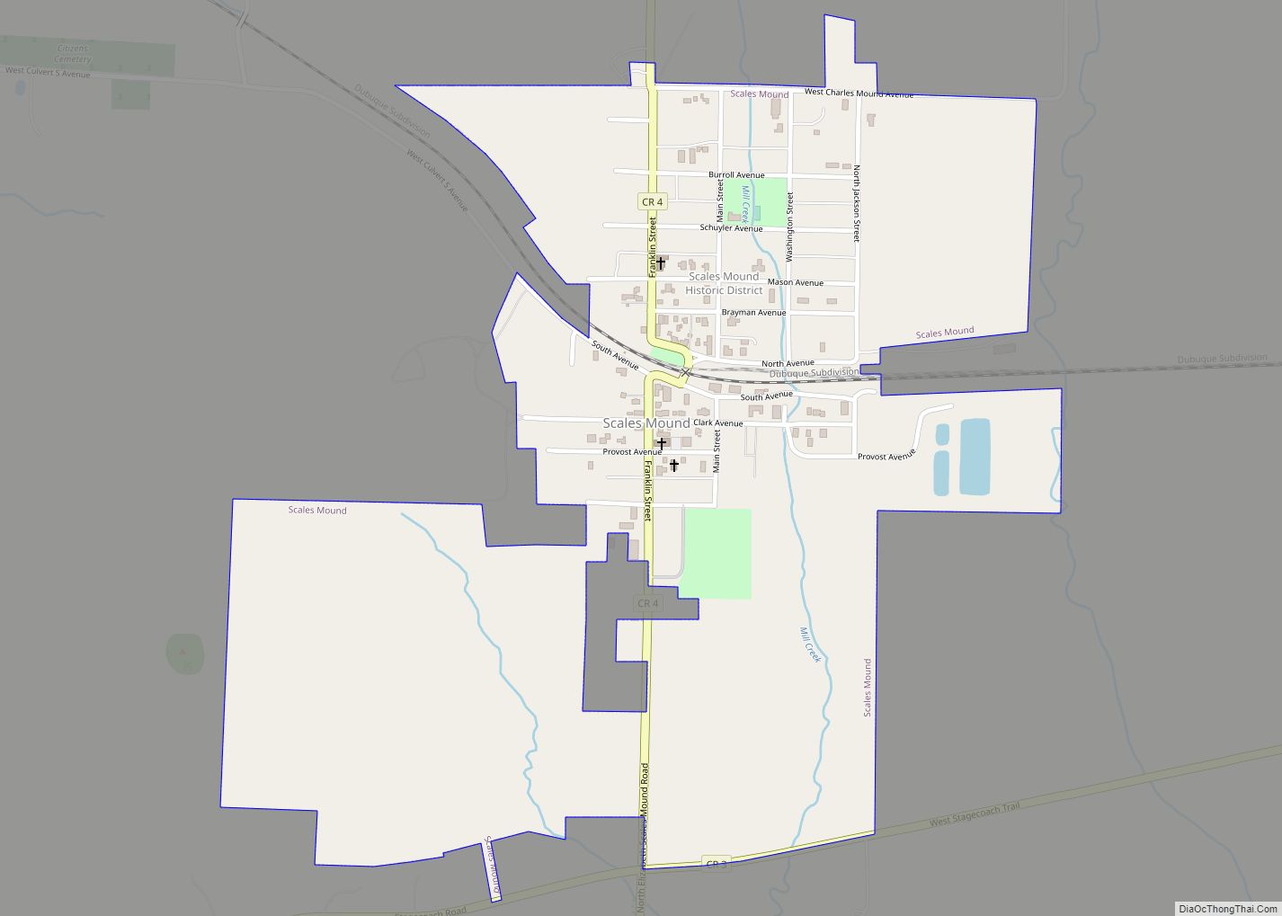 Map of Scales Mound village