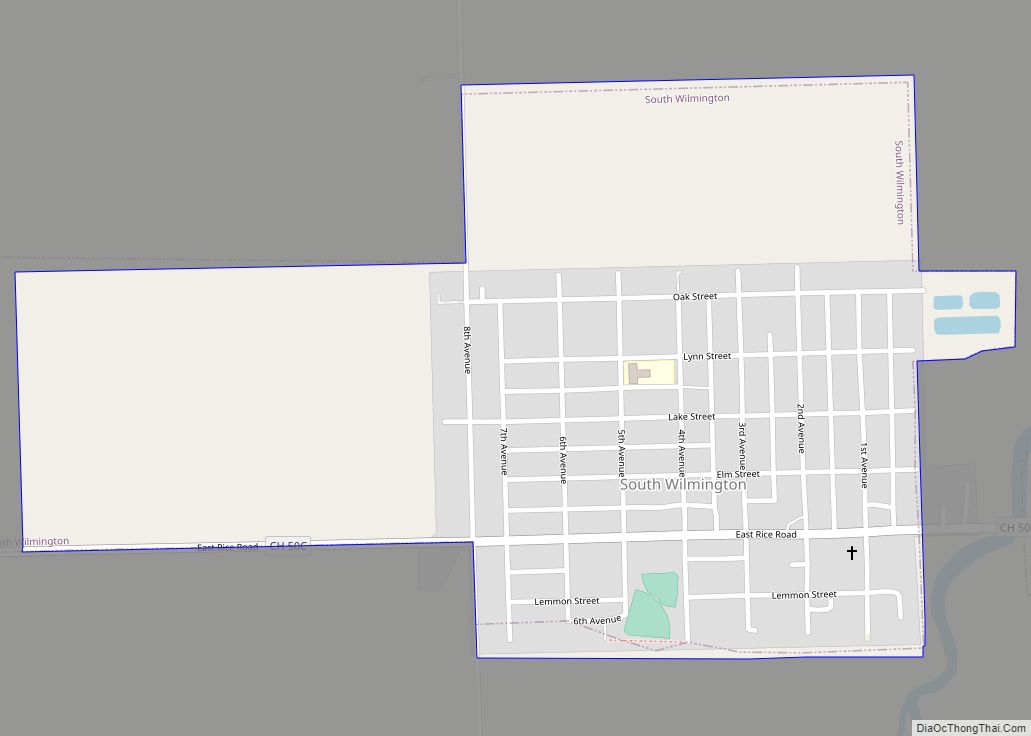 Map of South Wilmington village