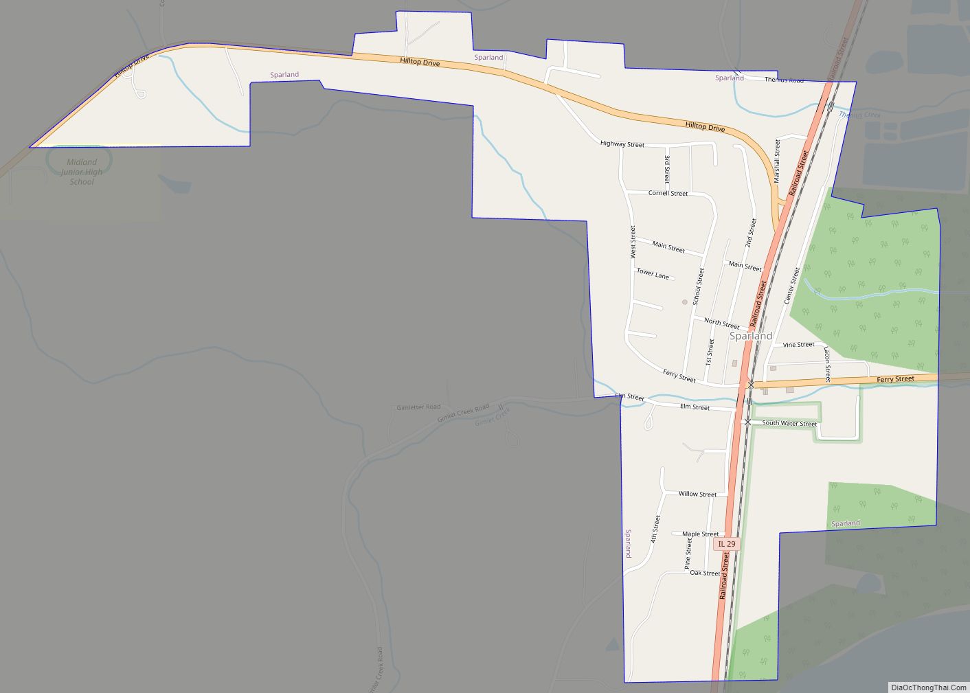 Map of Sparland village