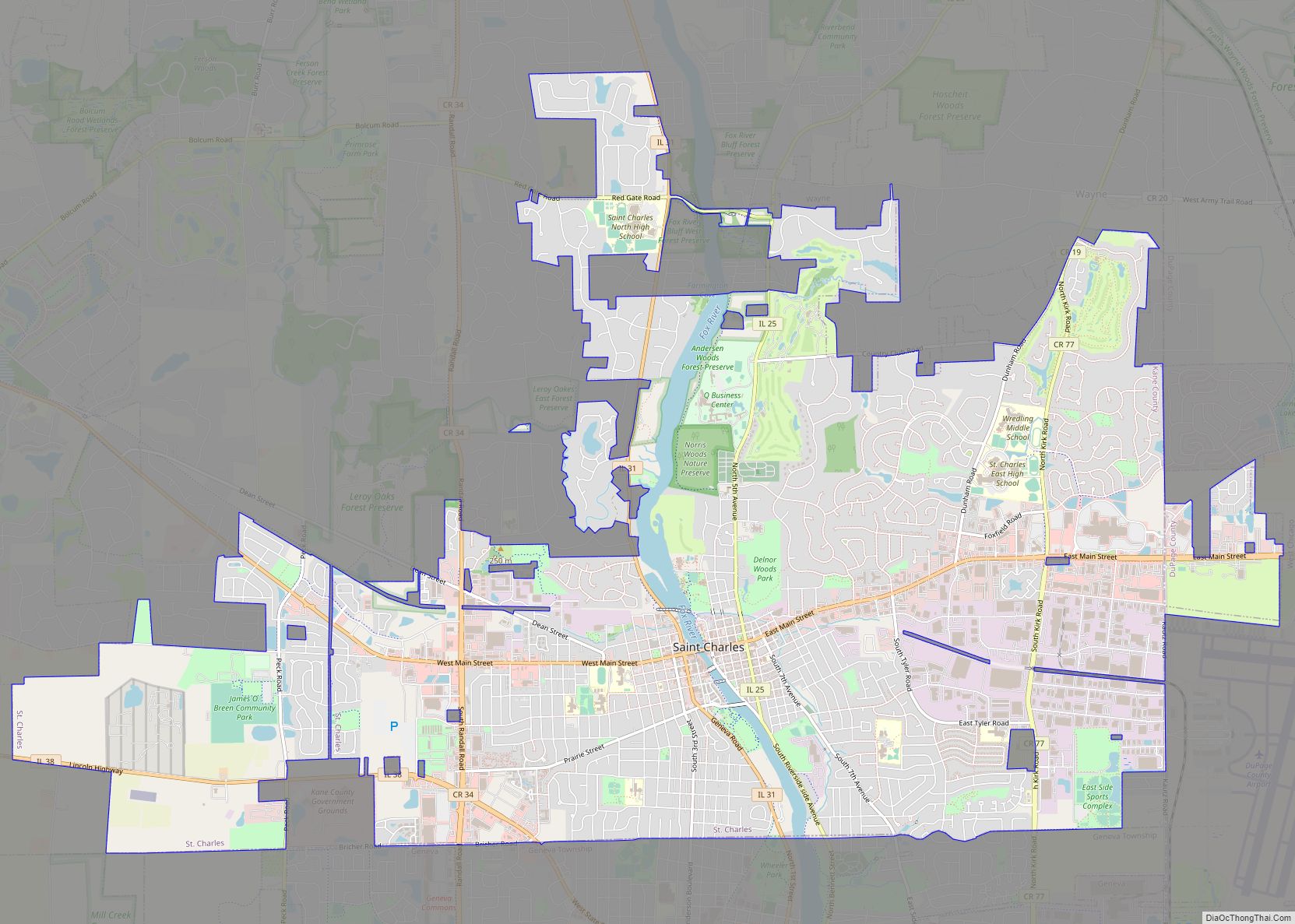 Map of St. Charles city, Illinois