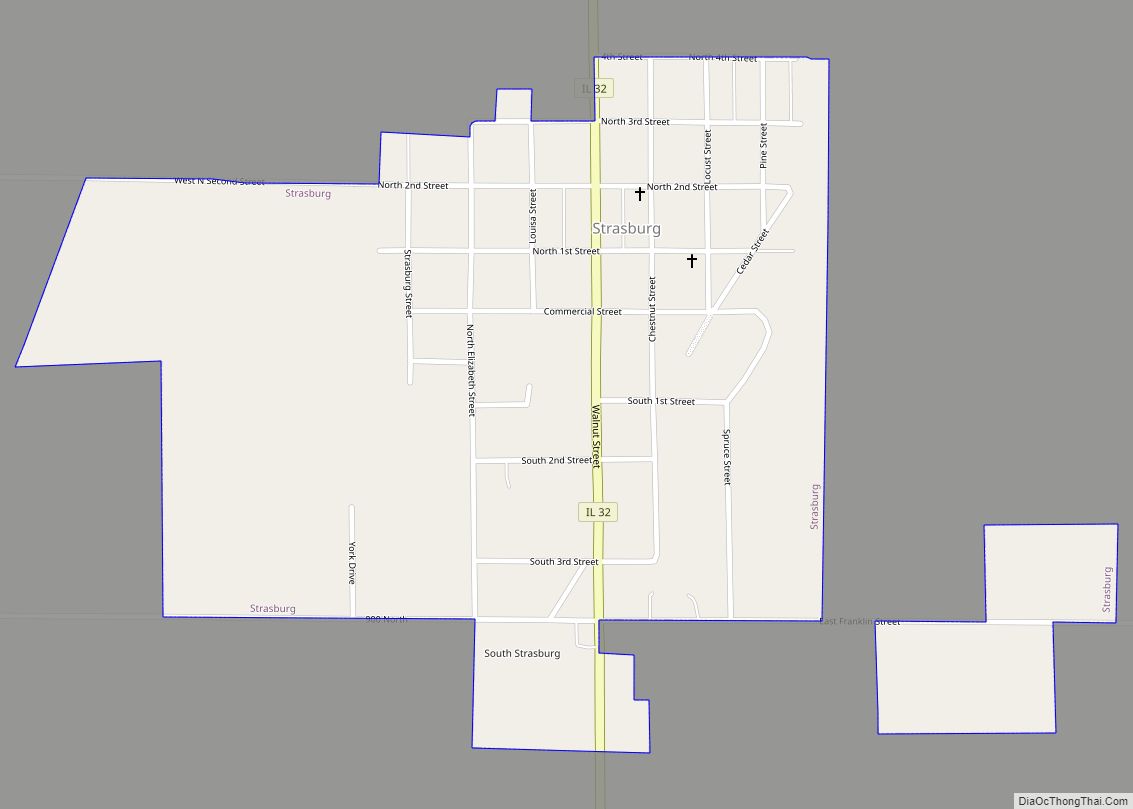 Map of Strasburg village, Illinois